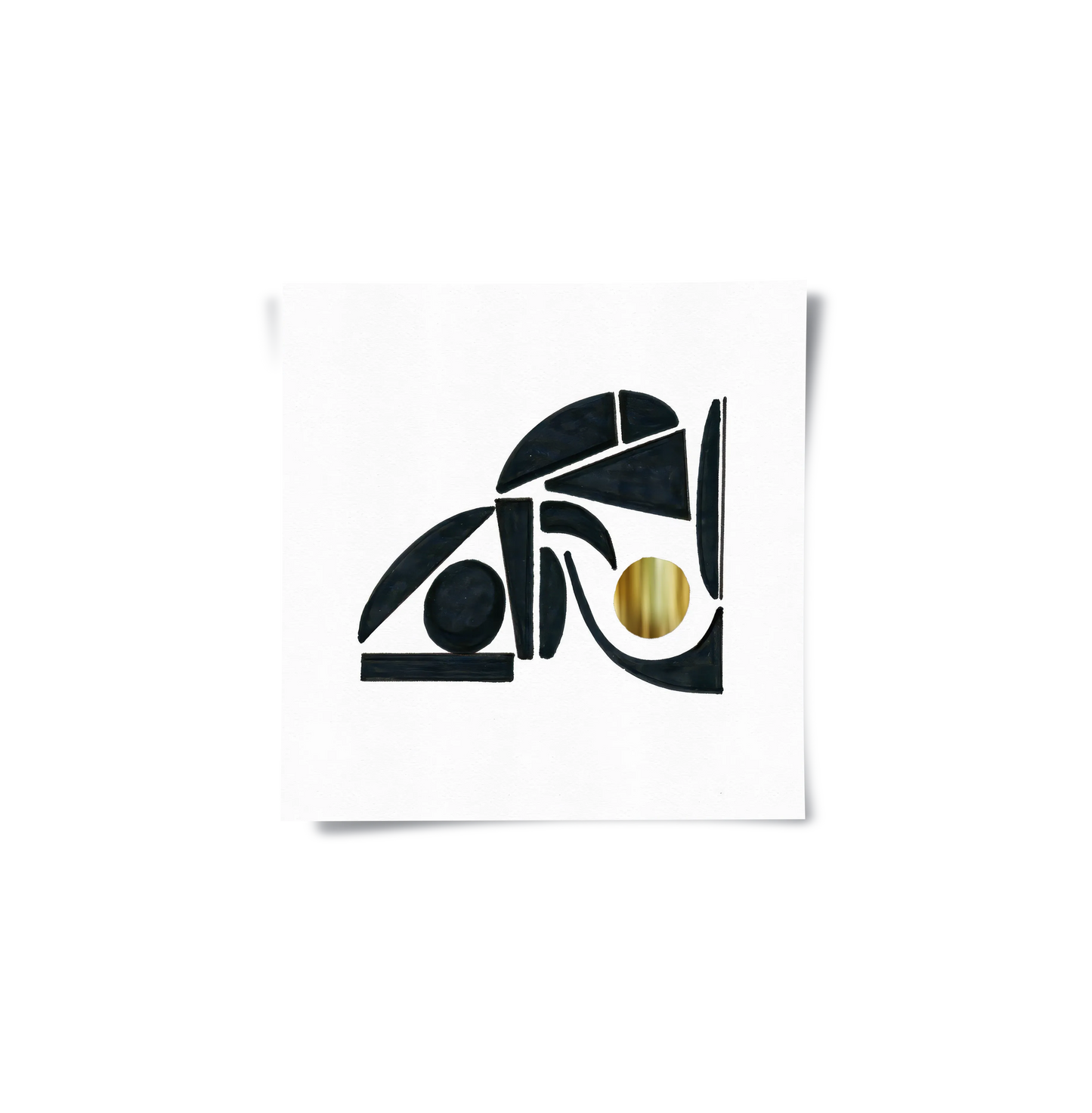 2Abstract Black Shape with Gold Accent - Poster