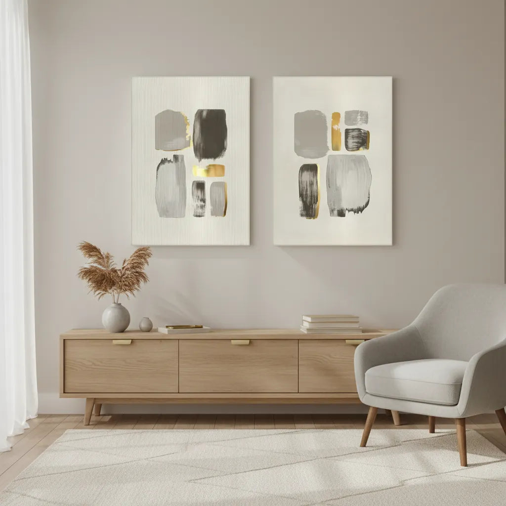 2Abstract Brushstroke Set of 2 - Canvas