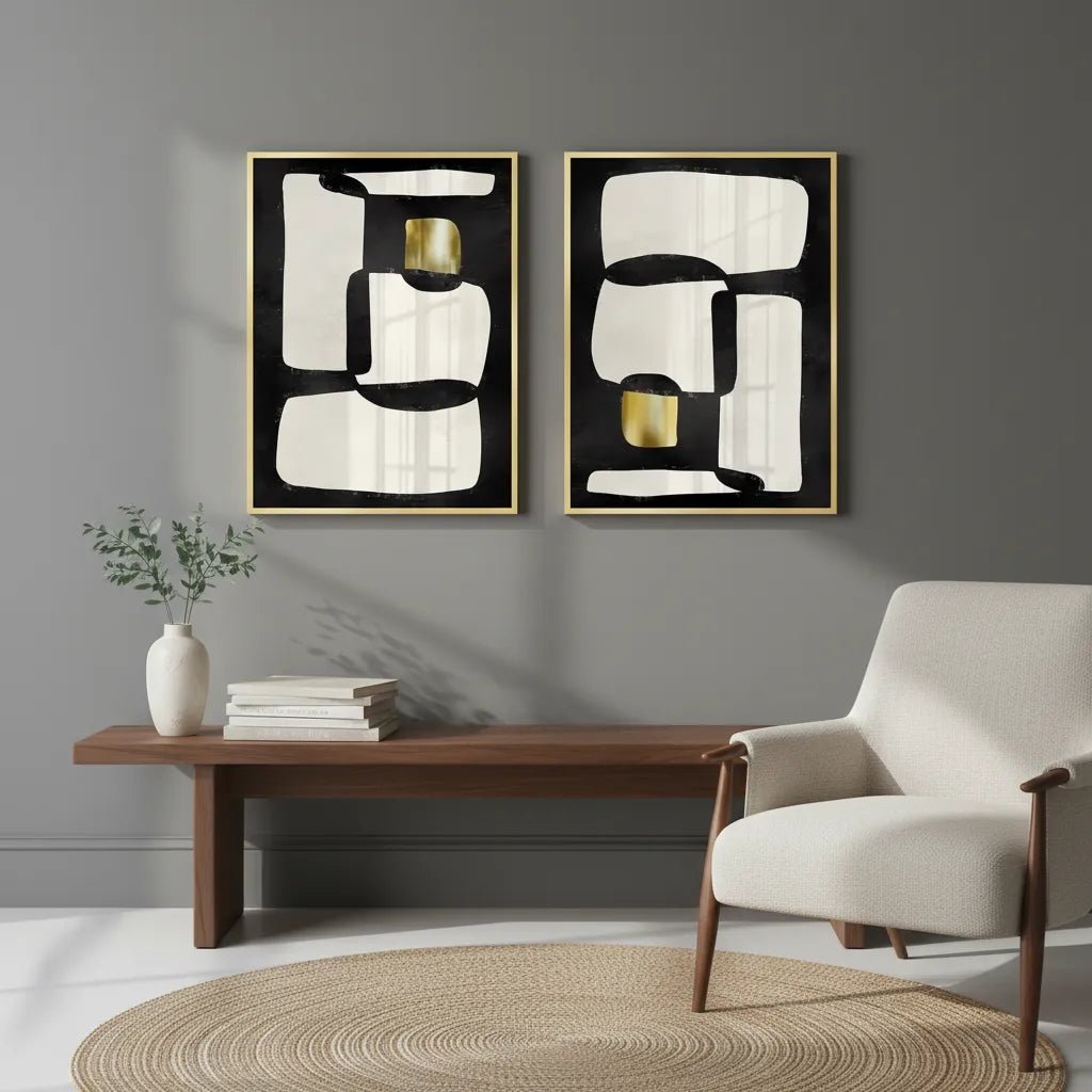 2Abstract Modular Diptych Set of 2 - Fine Art