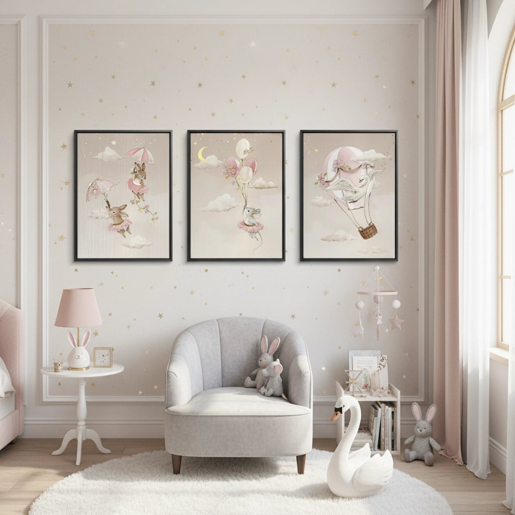 2Ballerina Animal Nursery Set of 3 - Canvas