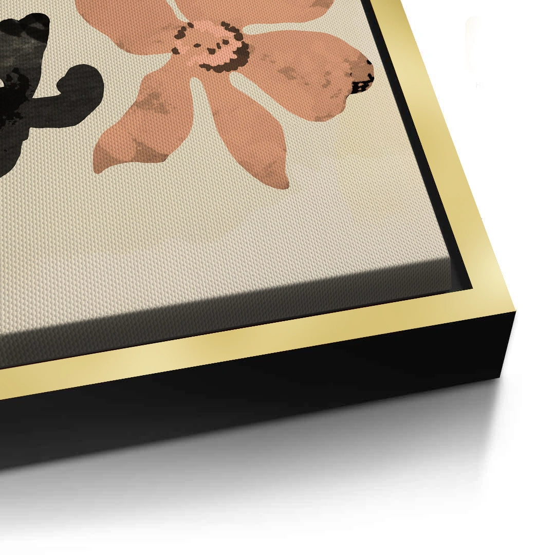 2Beige & Brown Abstract Flower - Canvas