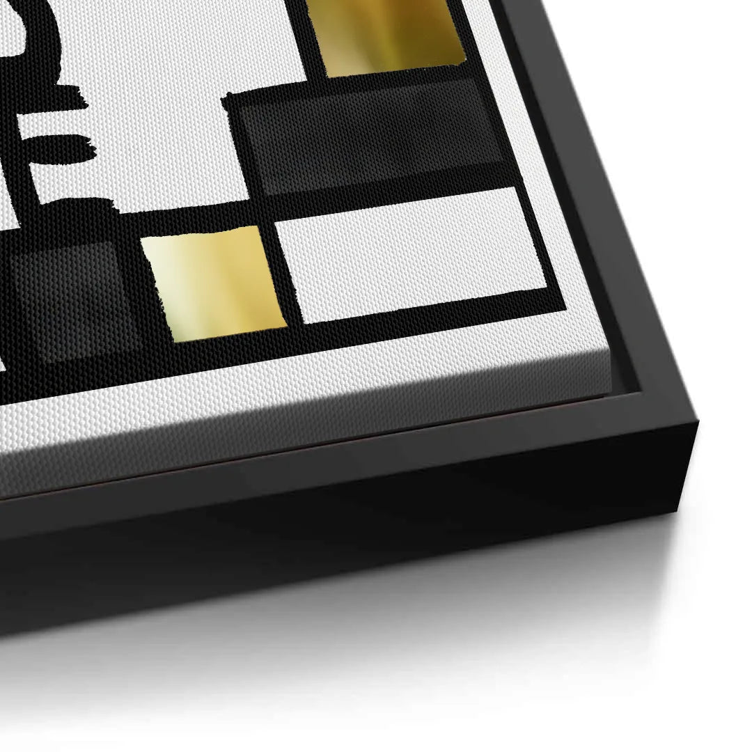 2Black Gold Geometric Love  - Canvas