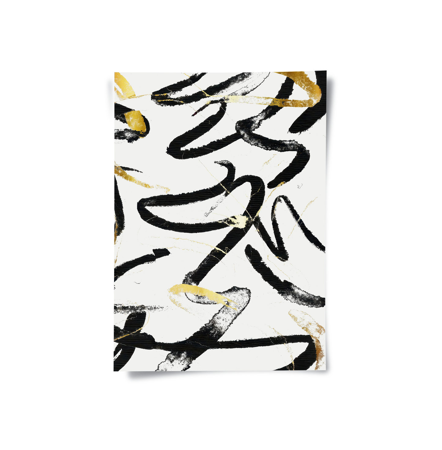 2Black and Gold Brush Strock Set of 2 - Poster