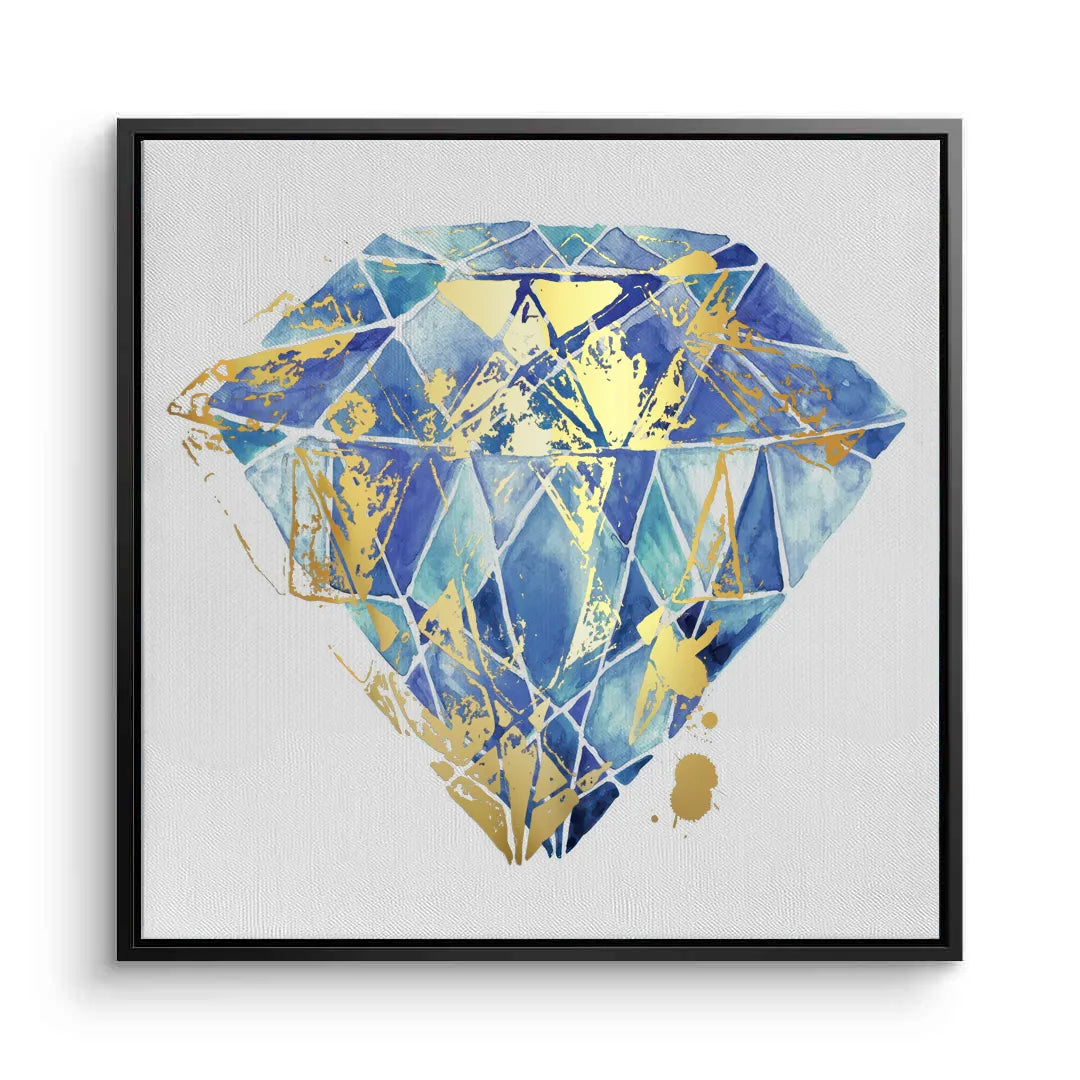 2Blue Gold Abstract Diamond - Canvas