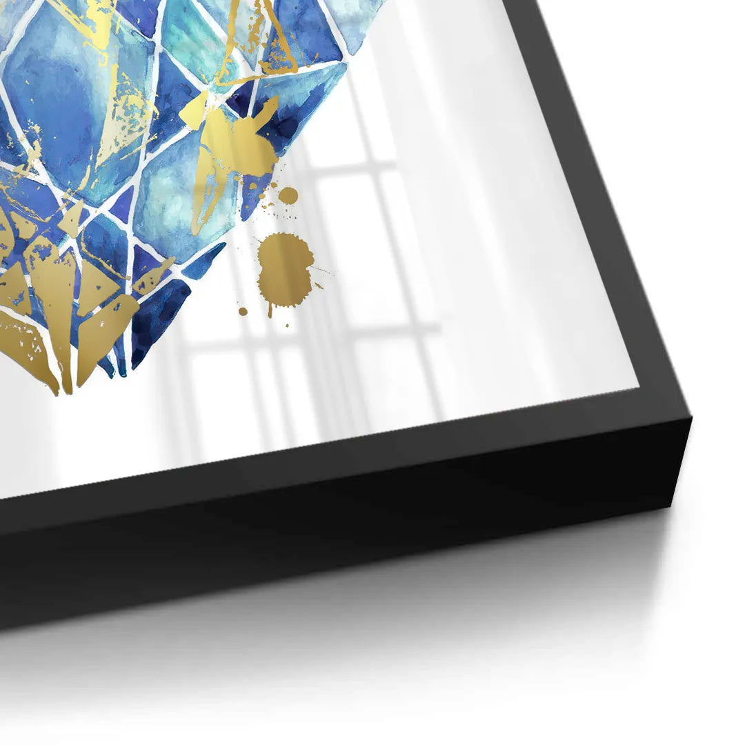 2Blue Gold Abstract Diamond - Fine Art