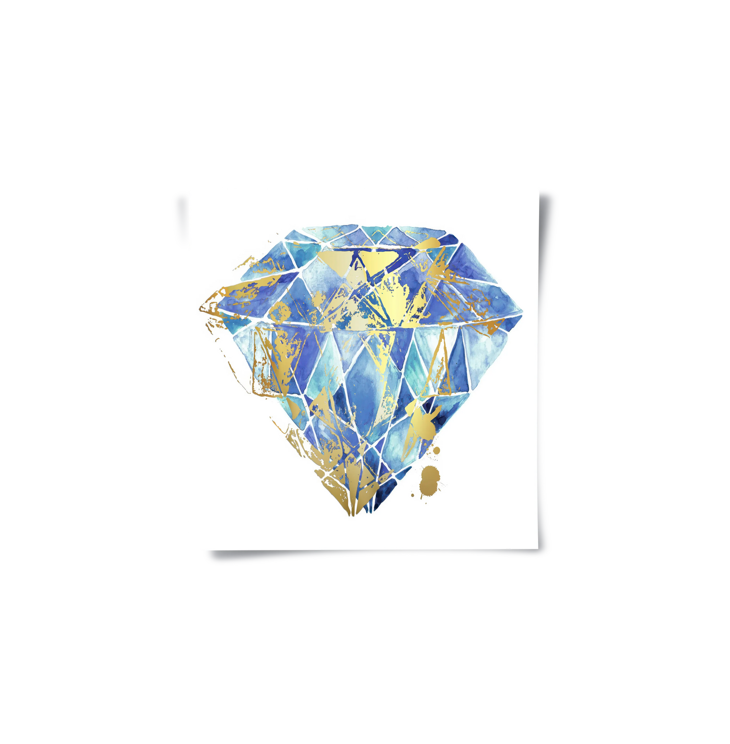 2Blue Gold Abstract Diamond - Poster