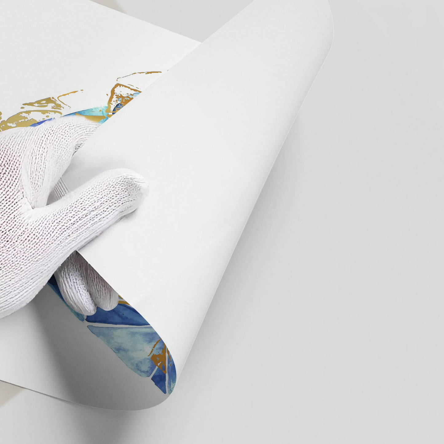 2Blue Gold Abstract Diamond - Poster