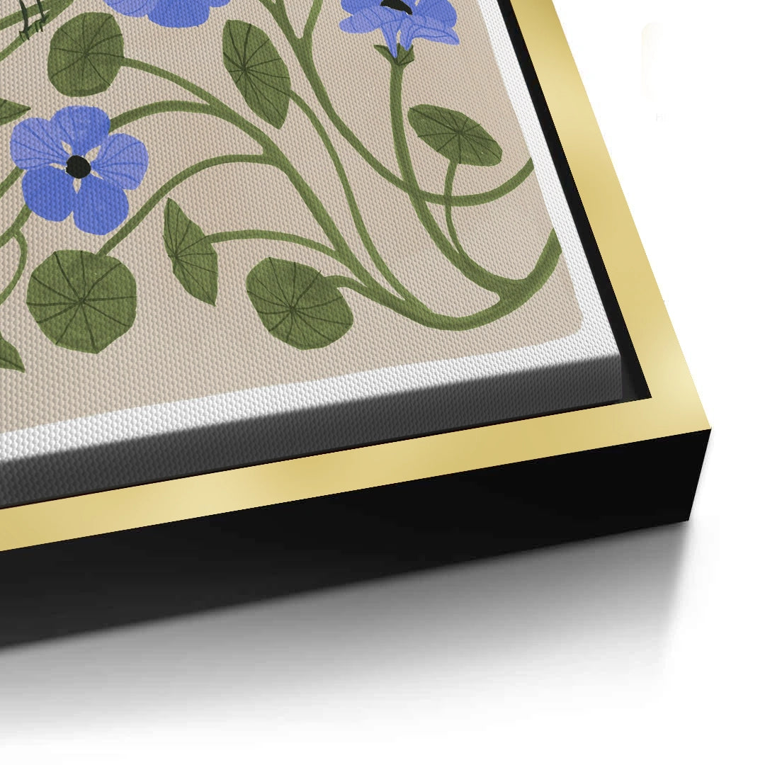 2Boho Bird and Blue Flower - Canvas