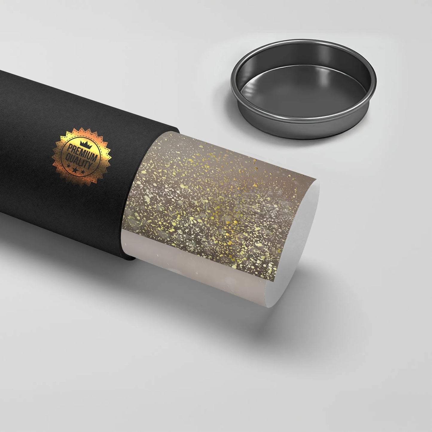 2Premium quality black tube packaging with gold glitter sparkle ombre poster rolled inside UAE Dubai.