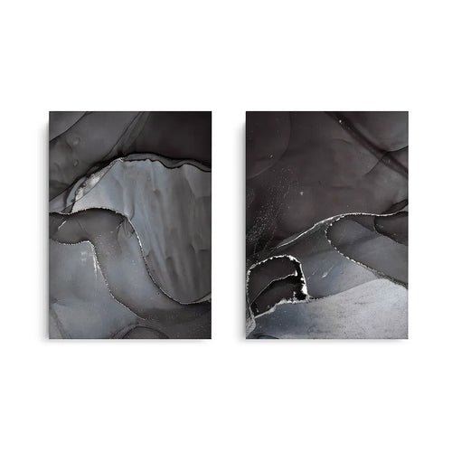 Charcoal Fluid Set of 2 - Canvas