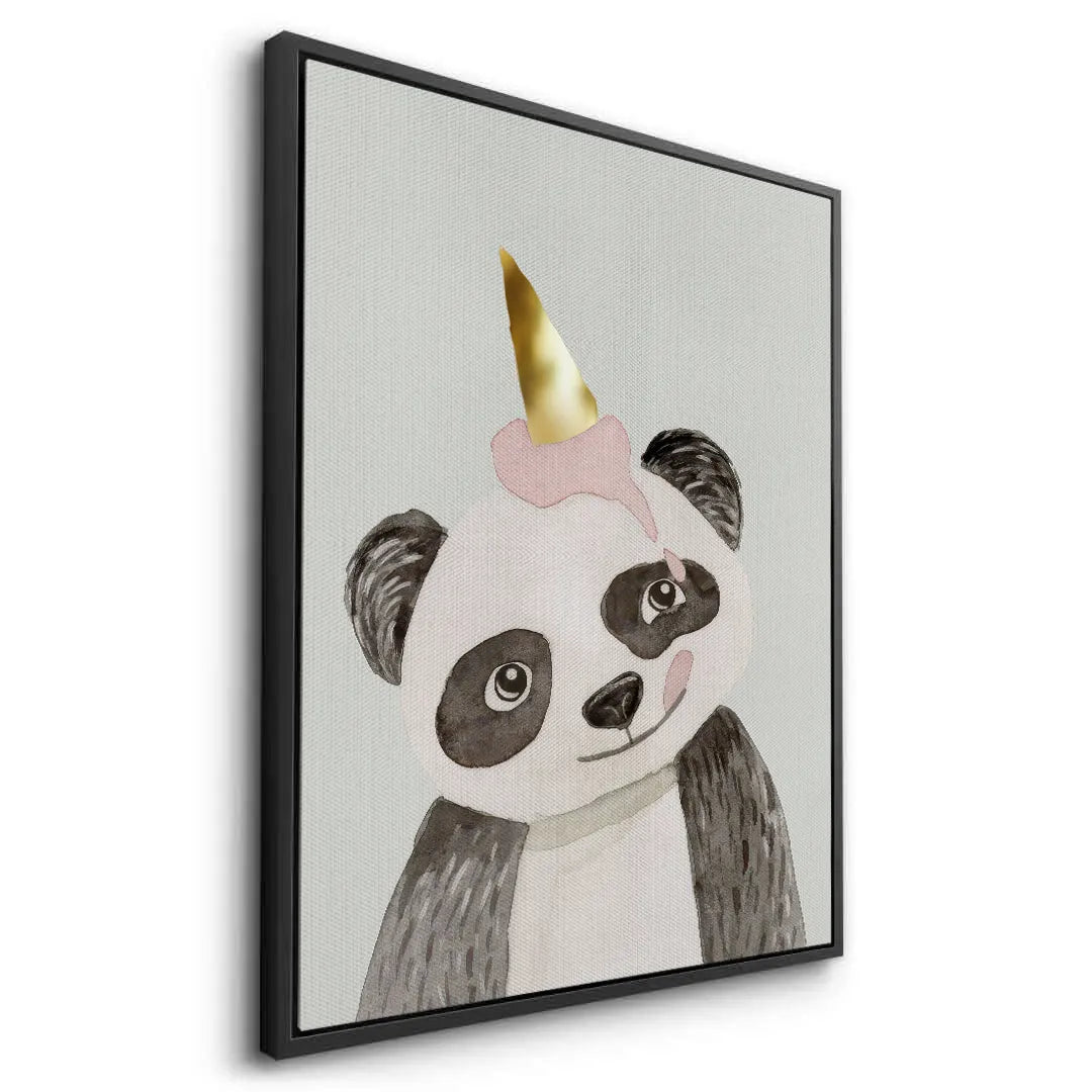 2Cute Panda with Gold Unicorn - Canvas
