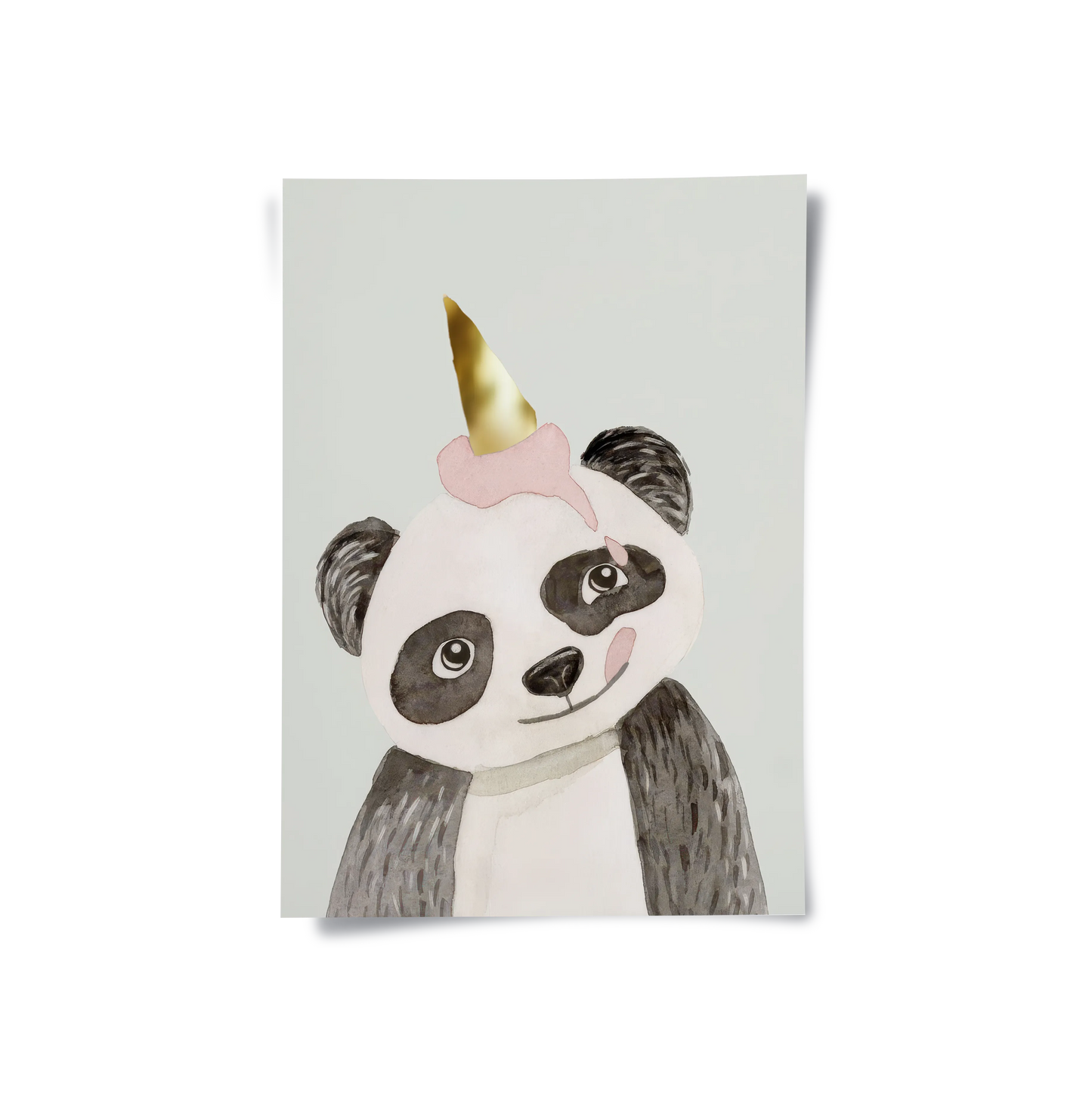 2Cute Panda with Gold Unicorn - Poster