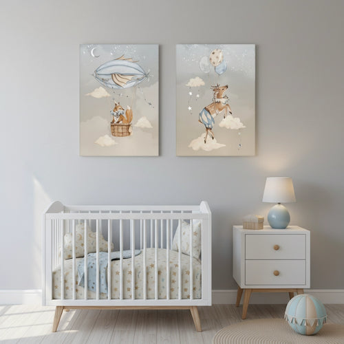 Dreamy Fox and Deer Balloon Set of 2 - Canvas