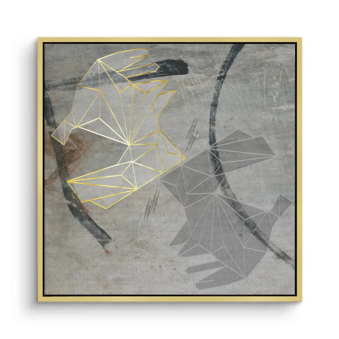 2Geometric Gold Rabbit - Canvas