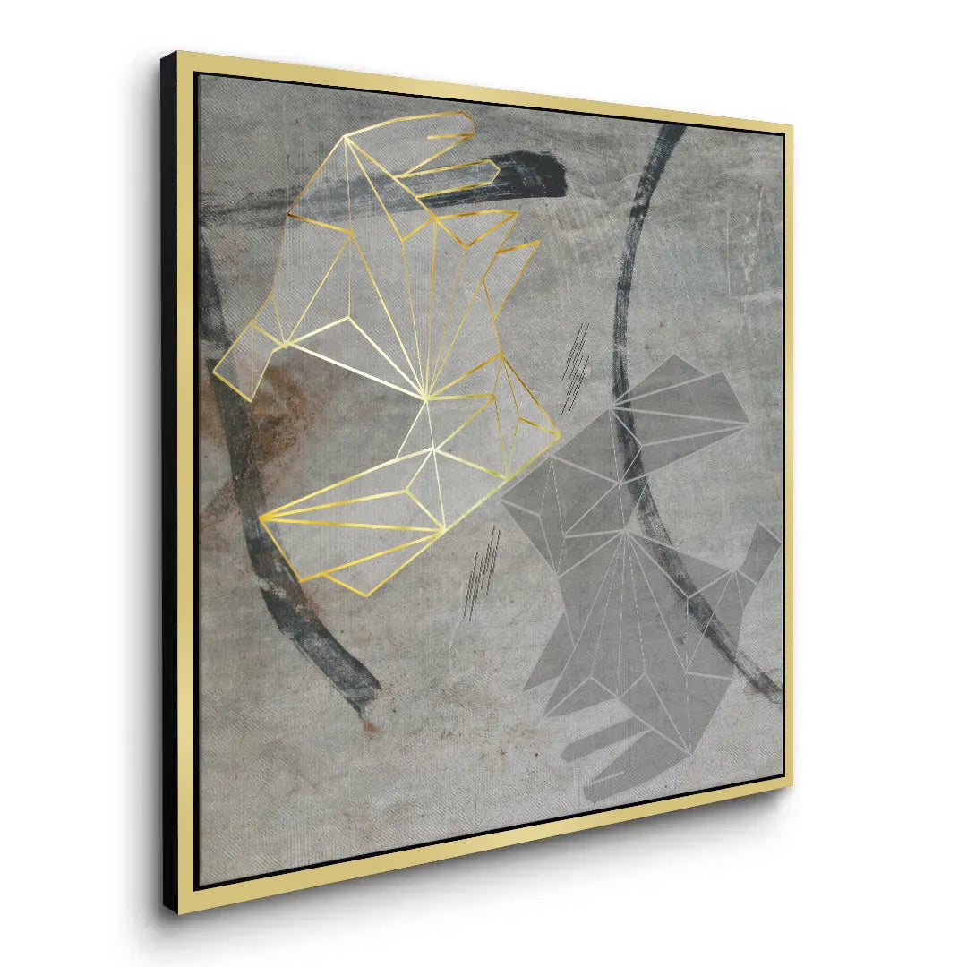 2Geometric Gold Rabbit - Canvas