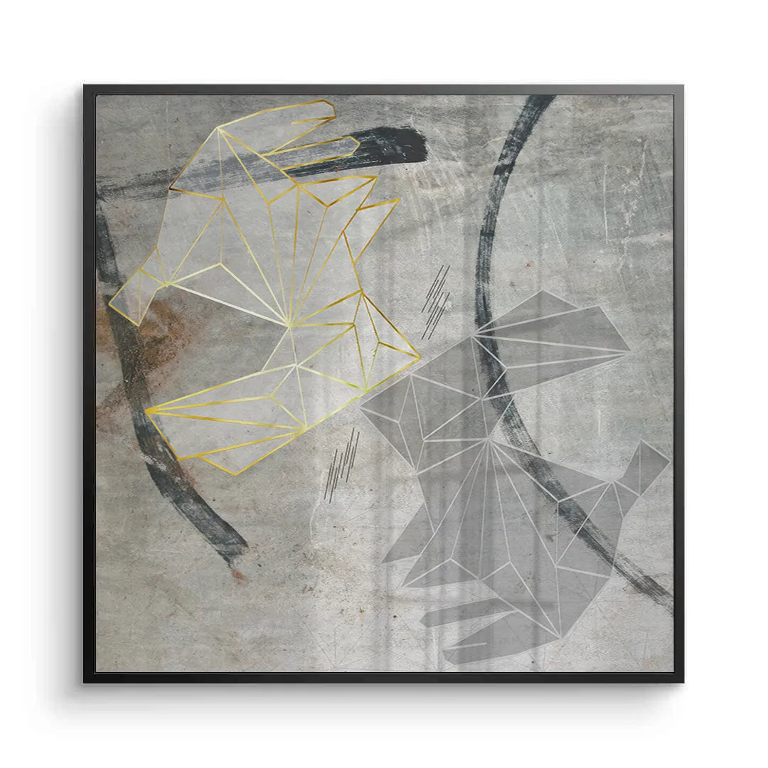 2Geometric Gold Rabbit - Fine Art