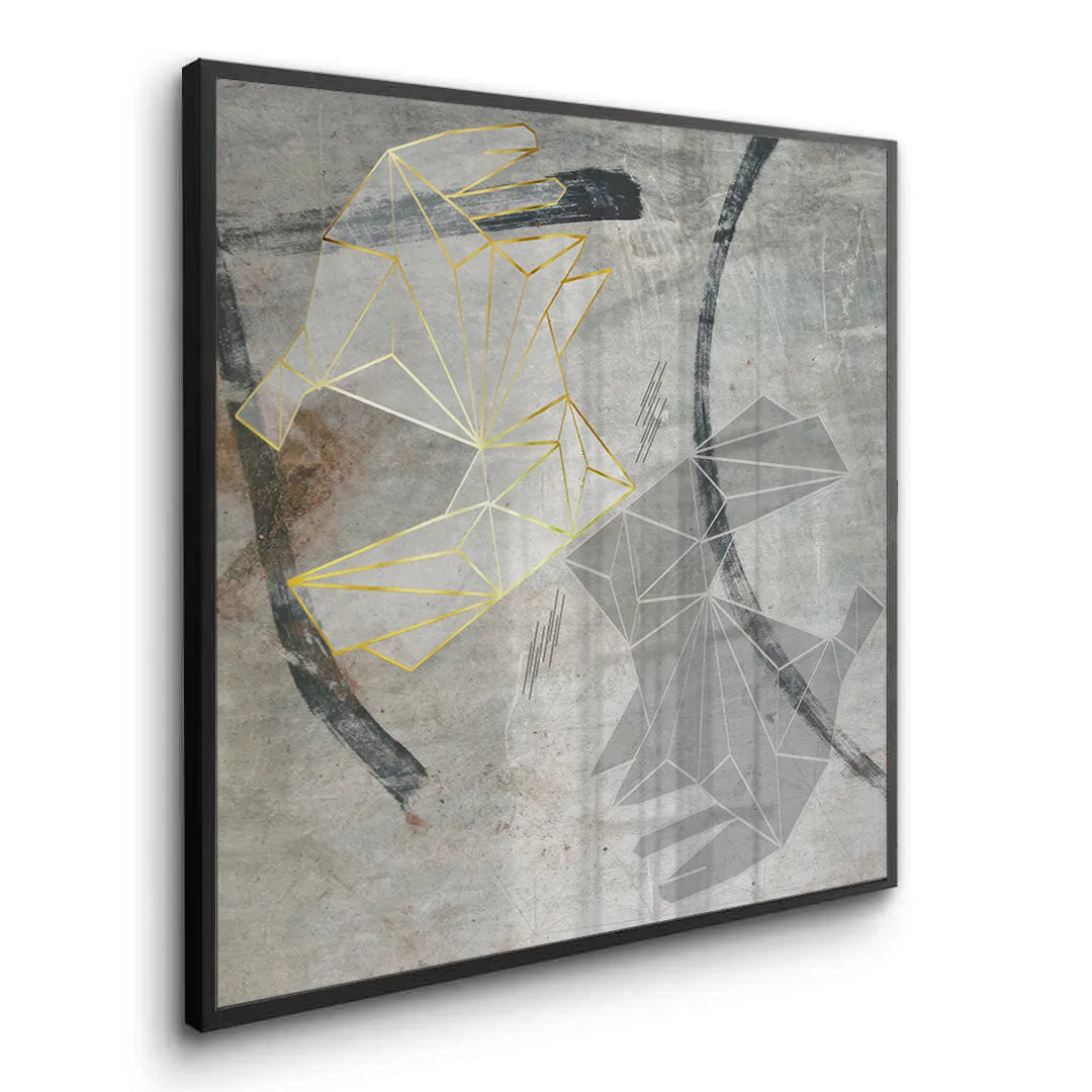 2Geometric Gold Rabbit - Fine Art