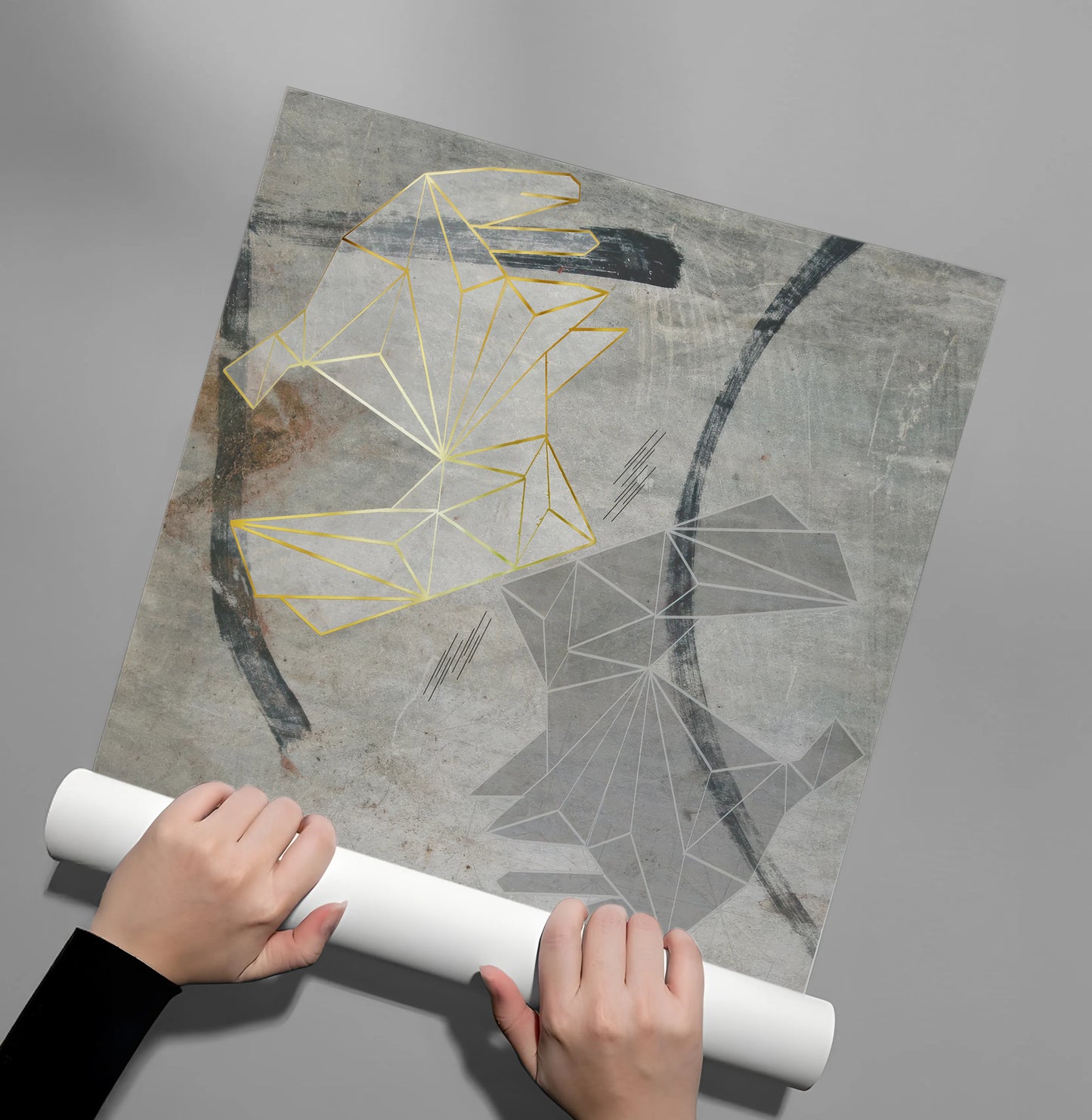 2Geometric Gold Rabbit - Poster