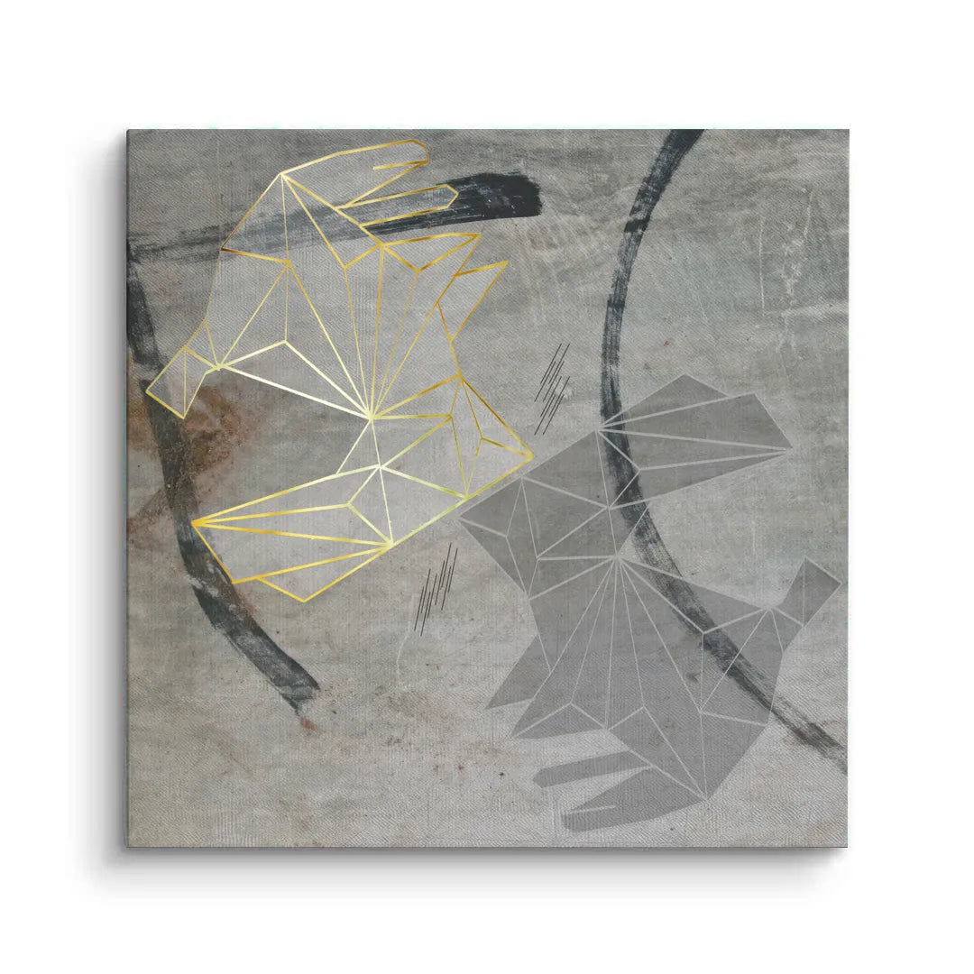 2Geometric Gold Rabbit - Canvas