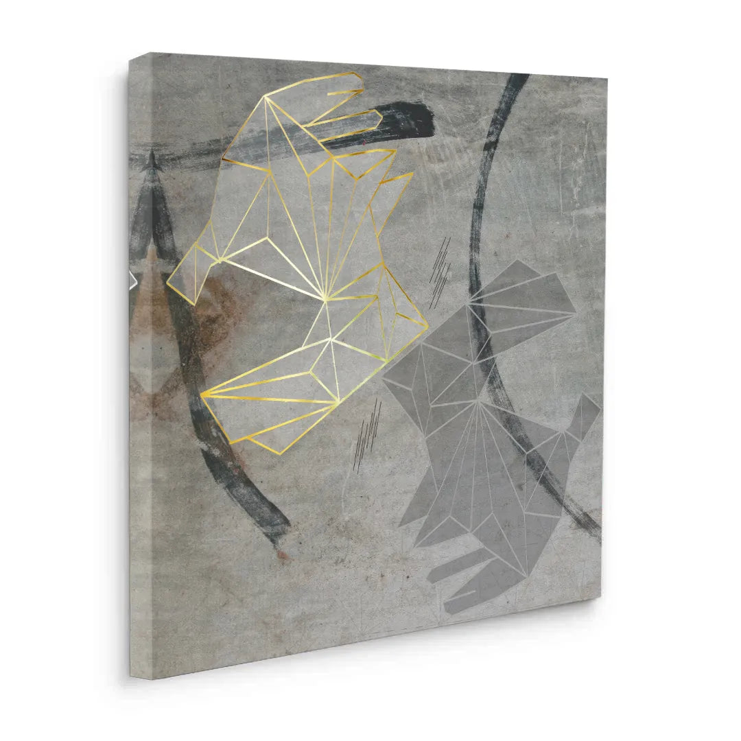 2Geometric Gold Rabbit - Canvas