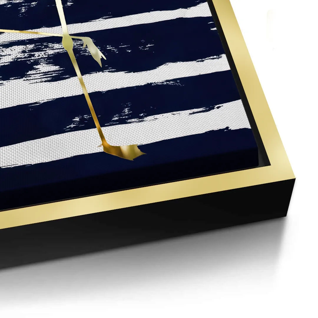 2Close-up detail of the gold picture frame edge around the gold flamingo canvas art.