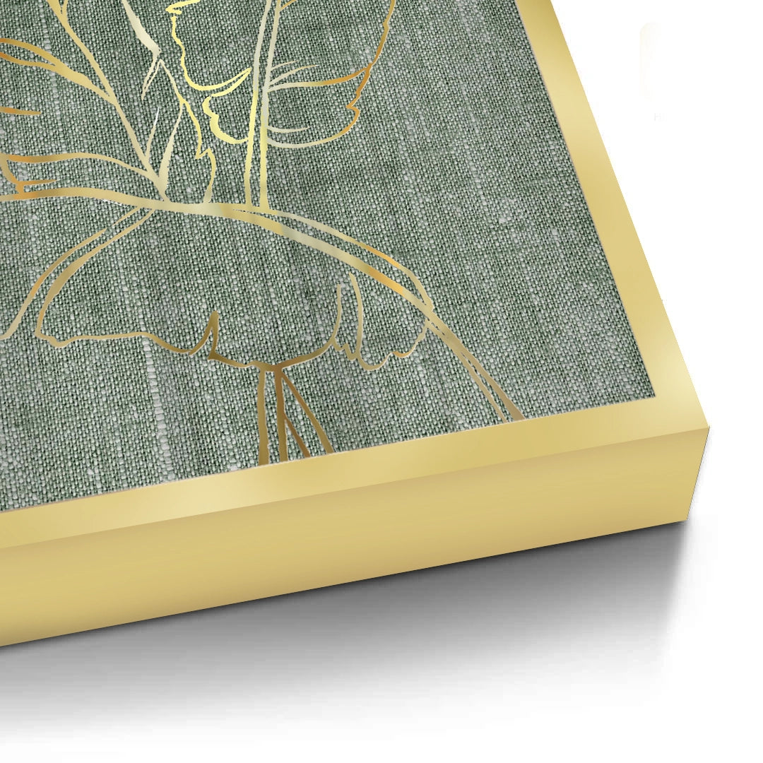 2Gold Outline Tropical Leaf - Fine Art