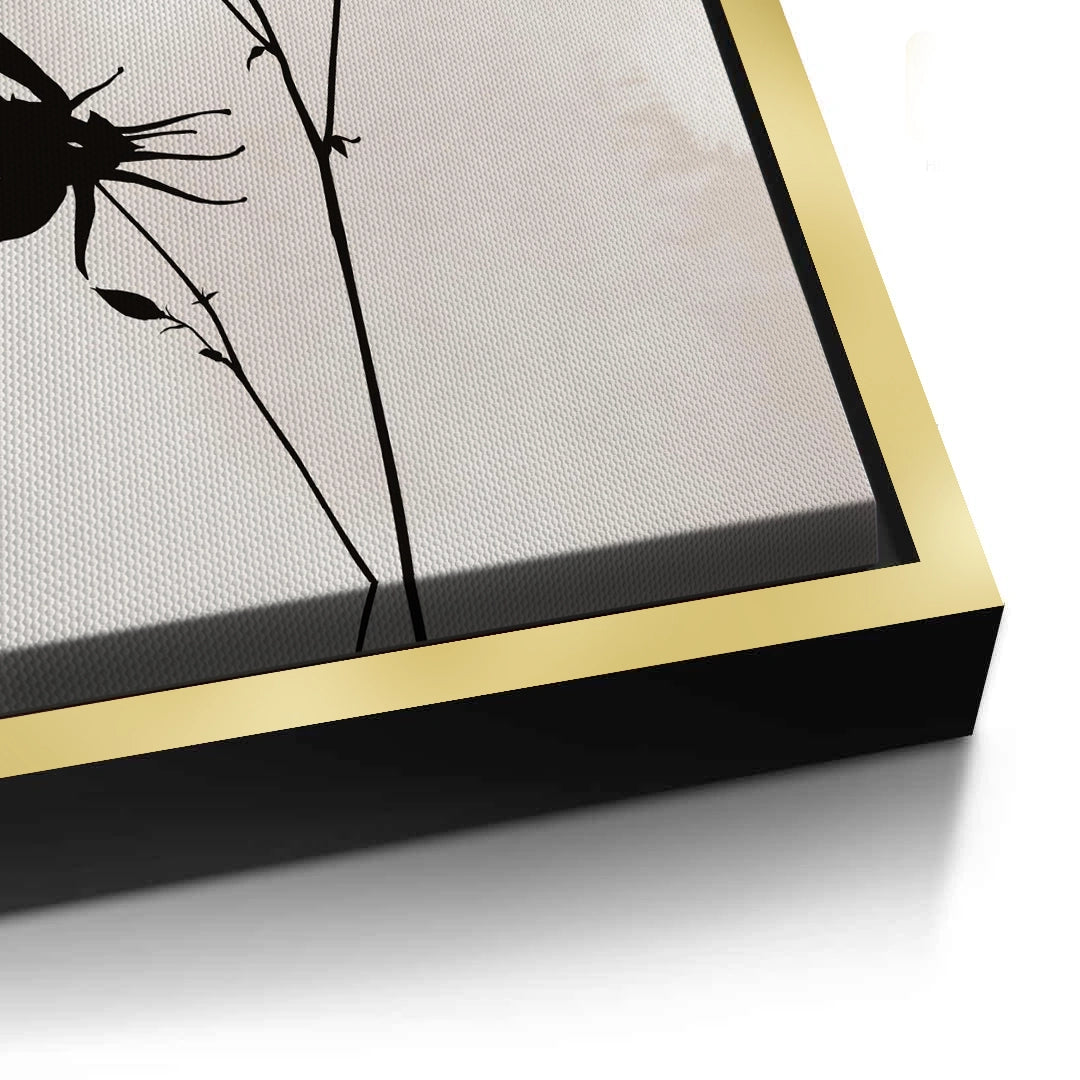 2Gold Sun and Black Flower - Canvas