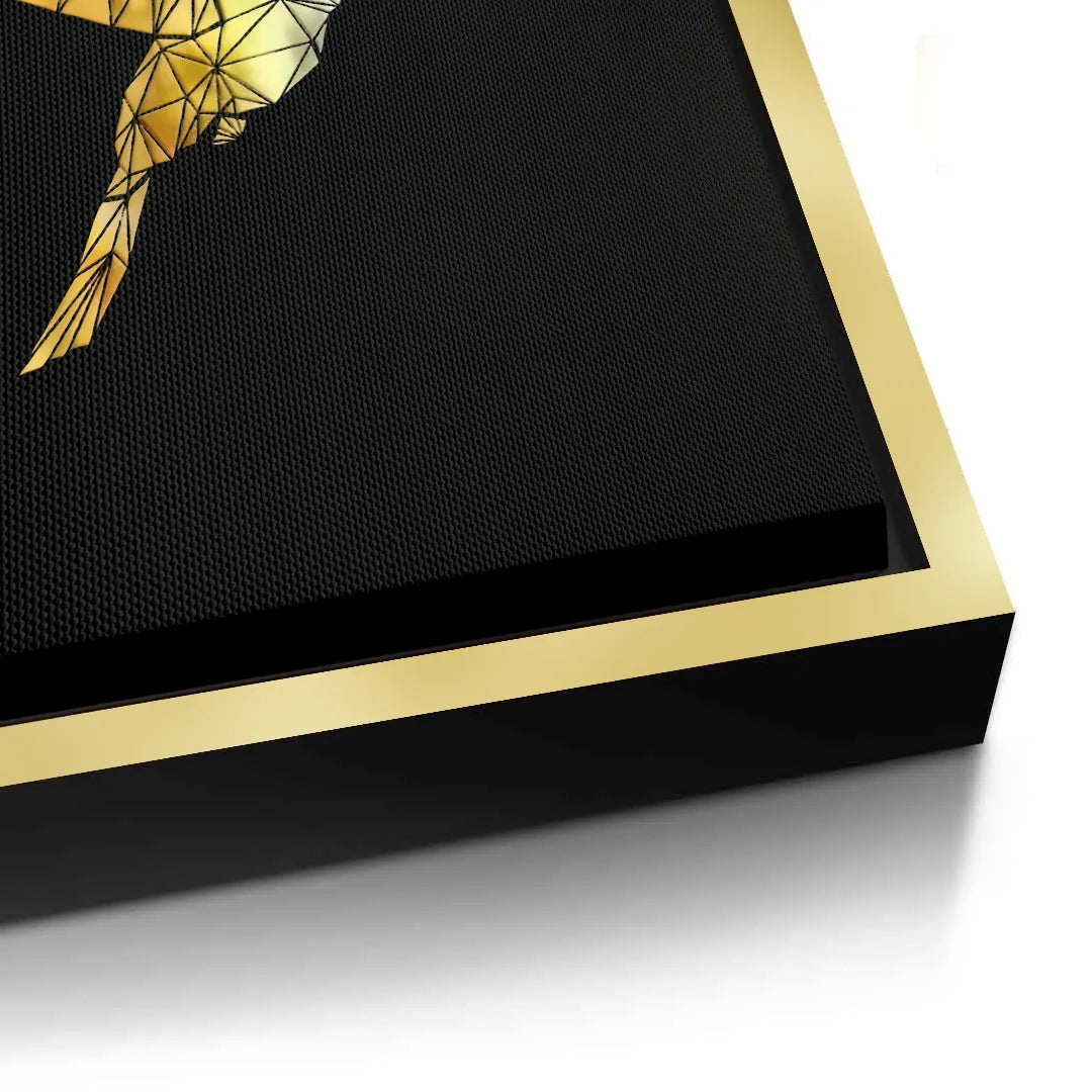 2Close-up of the textured surface and gold border detail of the modern hummingbird canvas art.