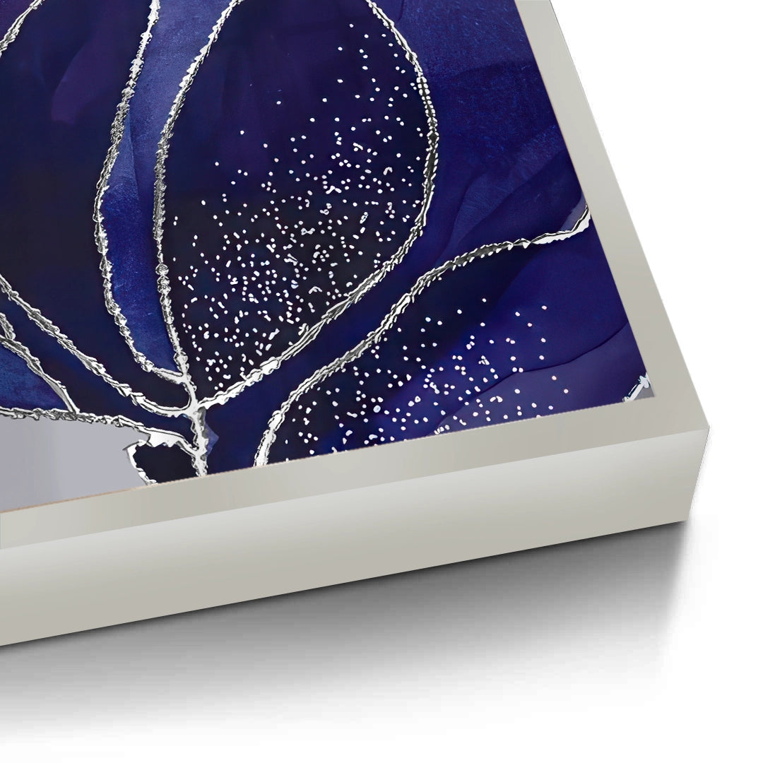 2Indigo Sparkle Floral Set of 2 - Fine Art