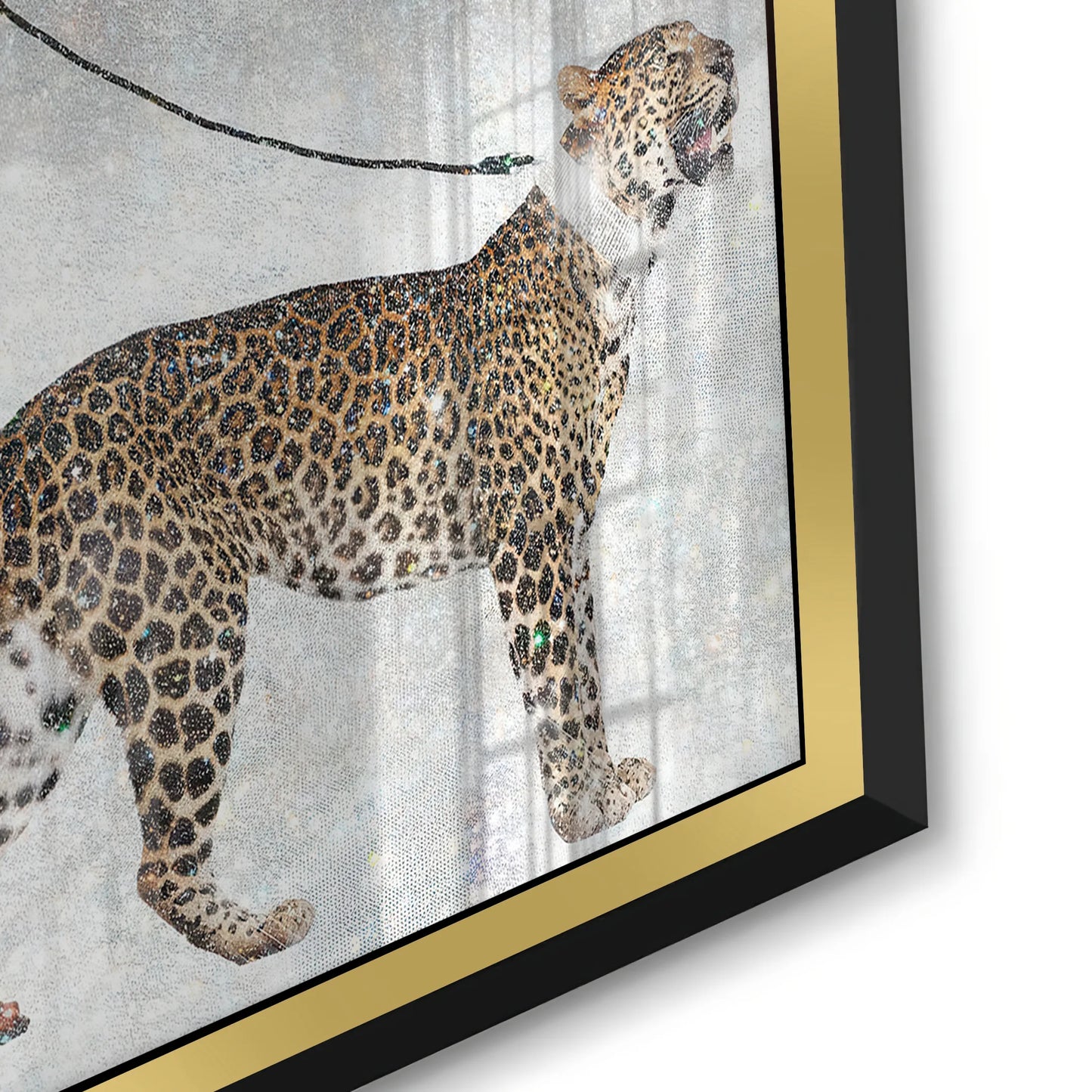 2Close-up side view of the thick gold frame on the edge of the Acrylic art print