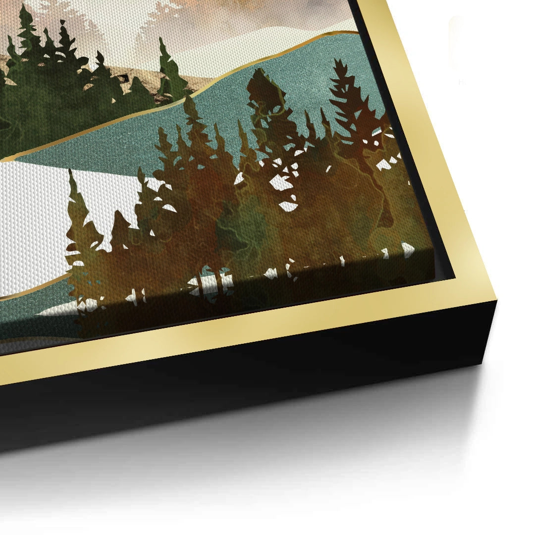 2Misty Forest and Gold Sun - Canvas