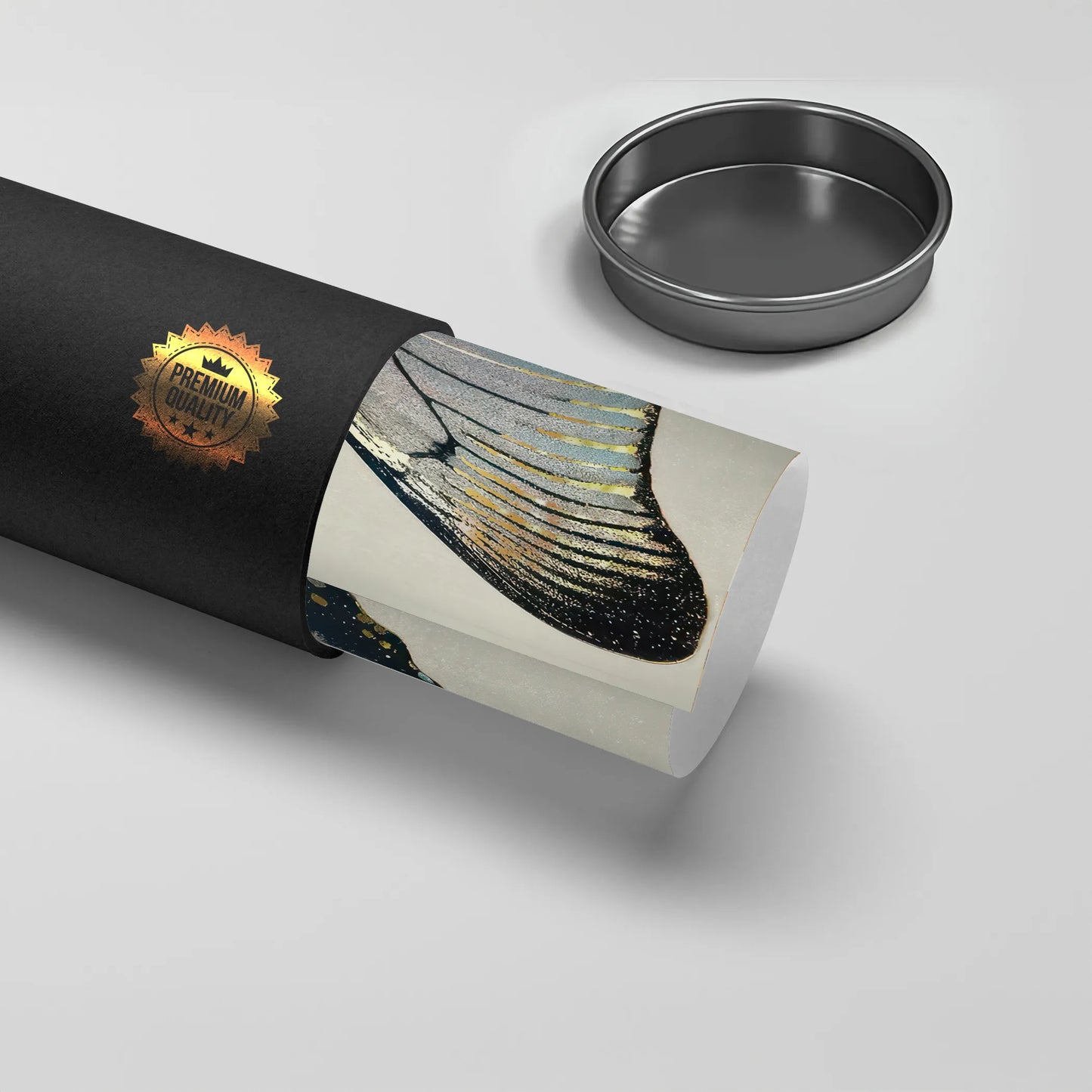 2Rolled butterfly poster print in black premium quality packaging tube