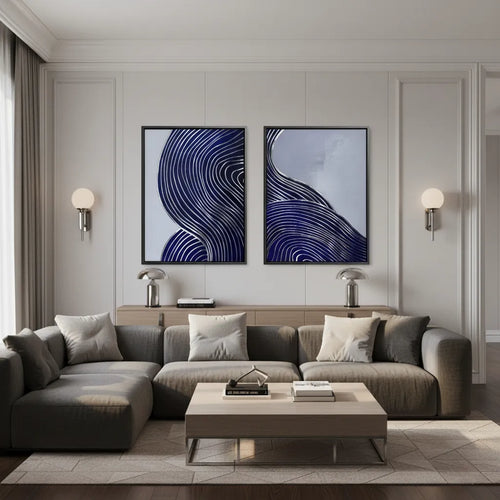 Modern Navy Blue Set of 2 - Canvas
