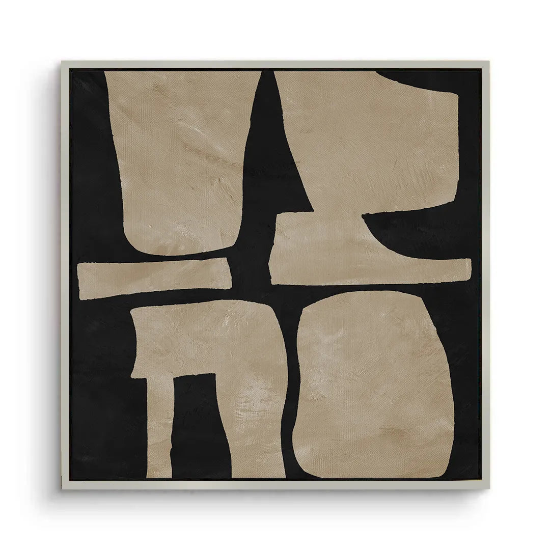 2Modern Tan Geometric  - Canvas