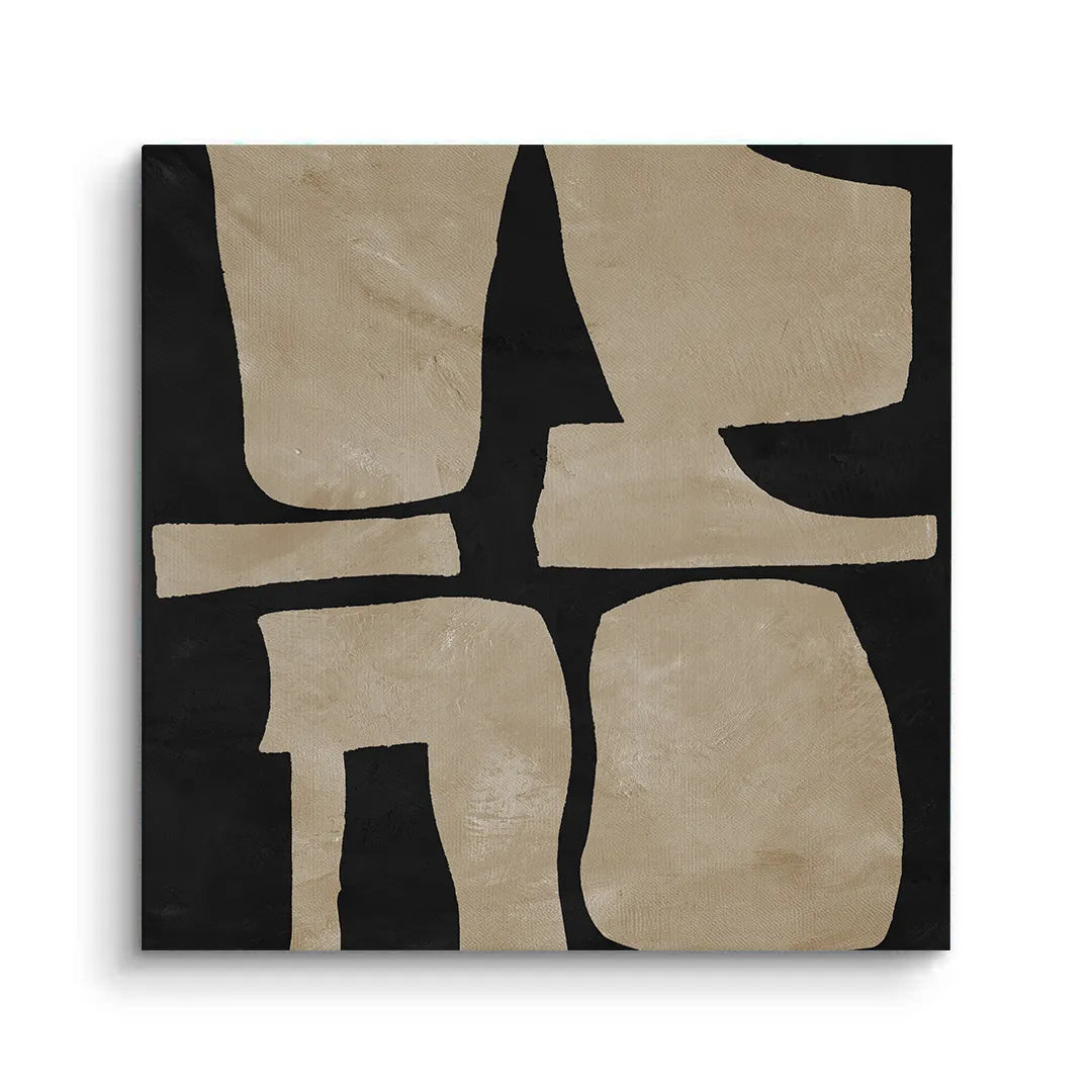 2Modern Tan Geometric  - Canvas