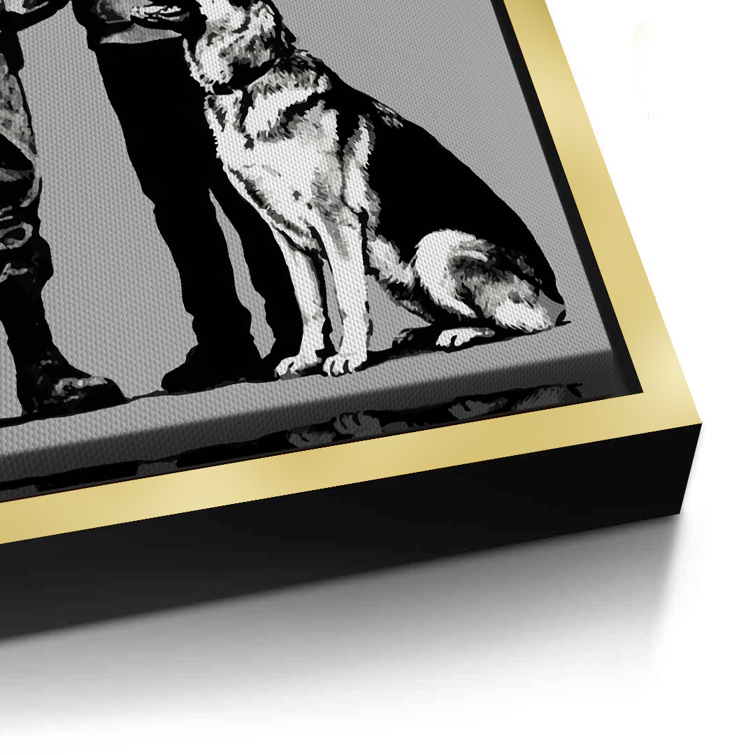 2Police Officer and Boy with K9 Dog - Canvas