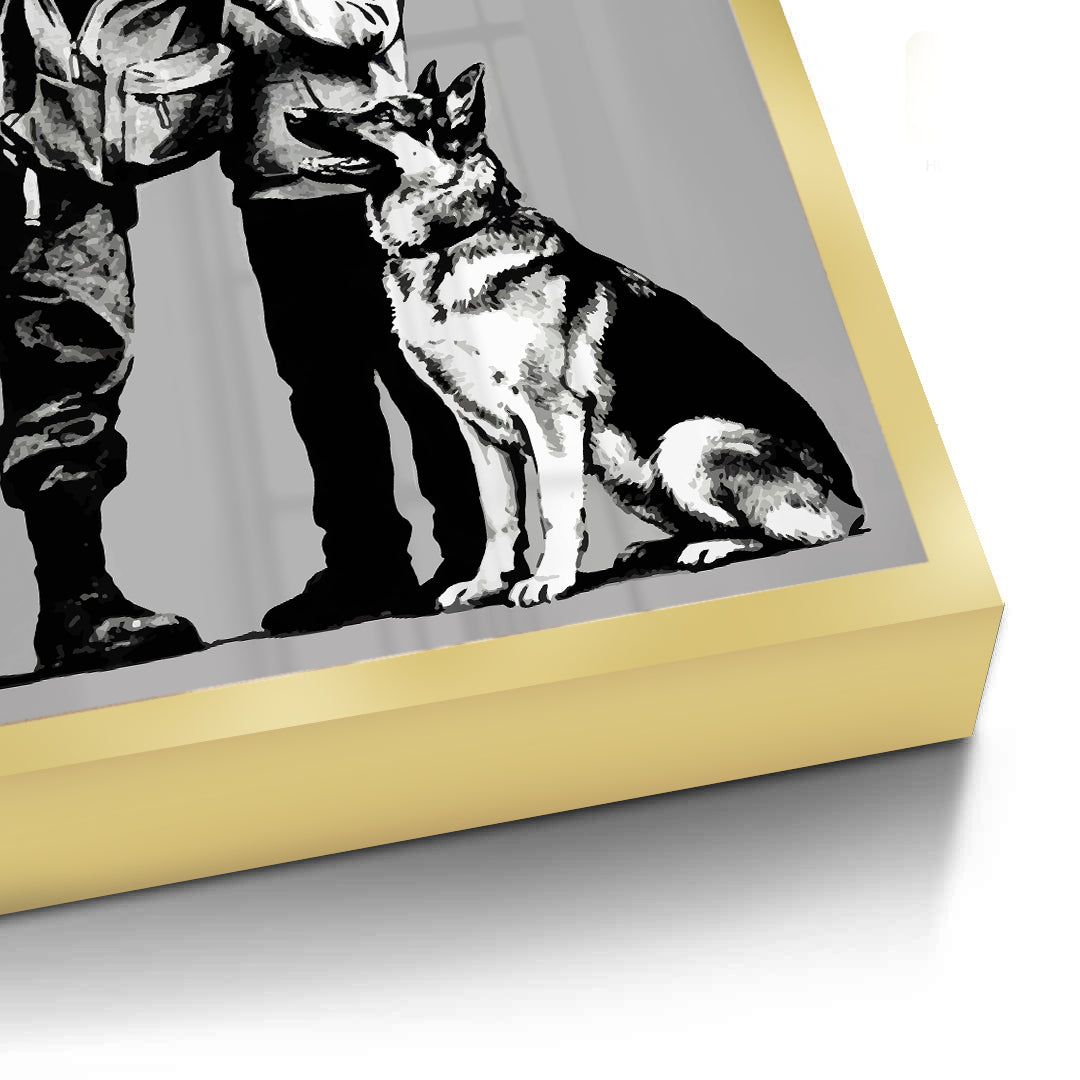 2Police Officer and Boy with K9 Dog - Fine Art