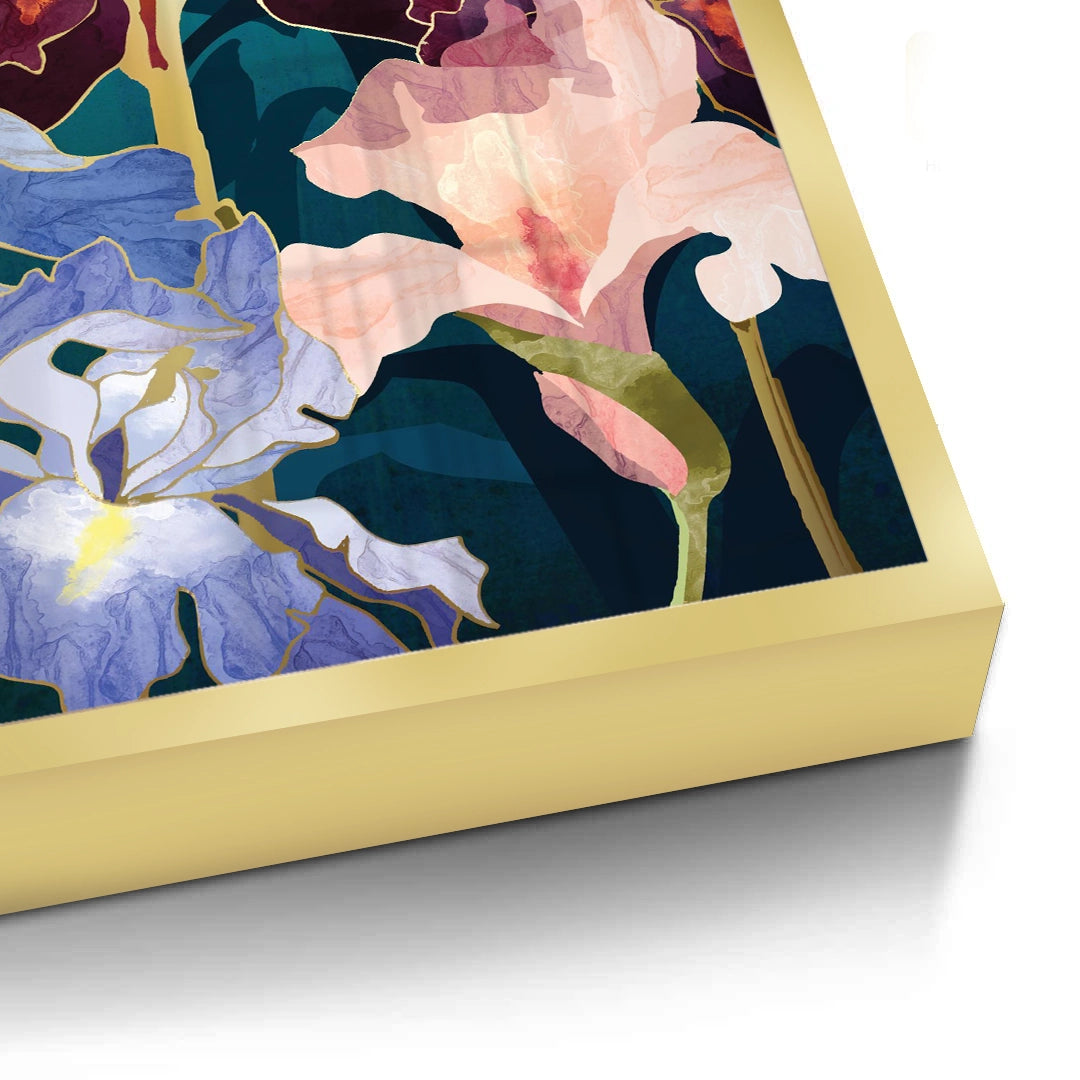 2Teal and Burgundy Floral - Fine Art