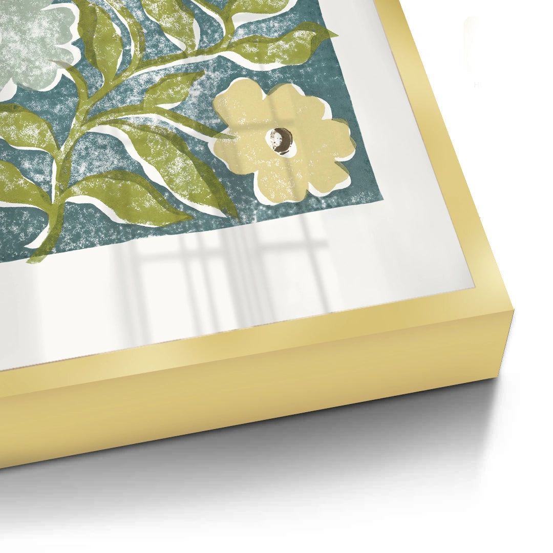 2Teal and Sage Green Abstract Floral - Fine Art