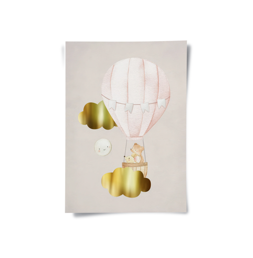 Teddy Bear Hot Air Balloon - Poster