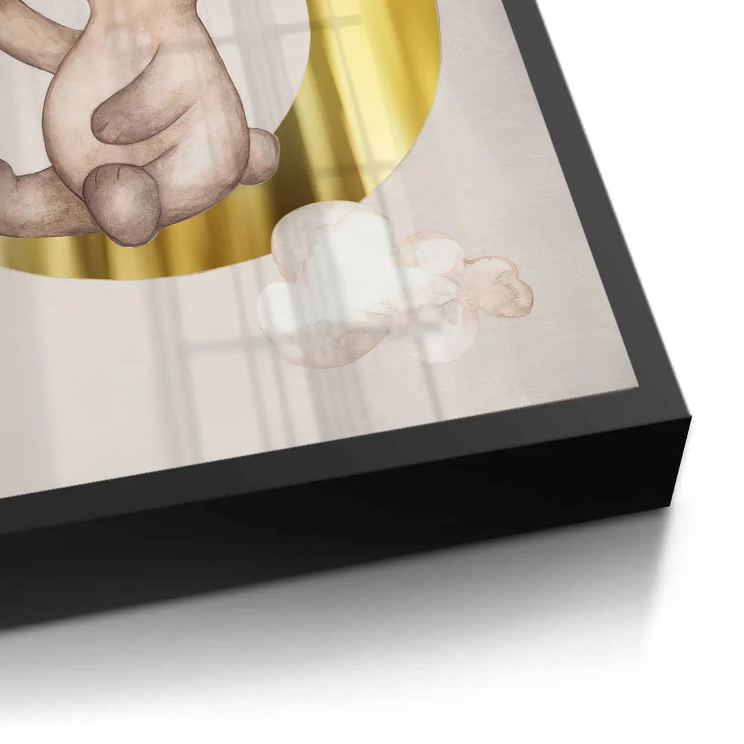 2Teddy Bear Sitting on Gold Moon - Fine Art