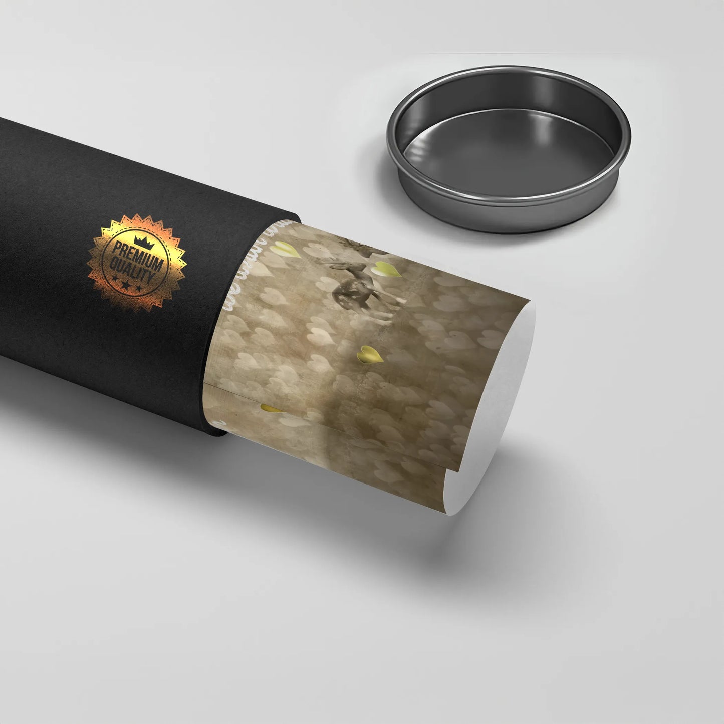 2Rolled Poster print of deer and hearts quote being shipped in a black "Premium Quality" protective tube
