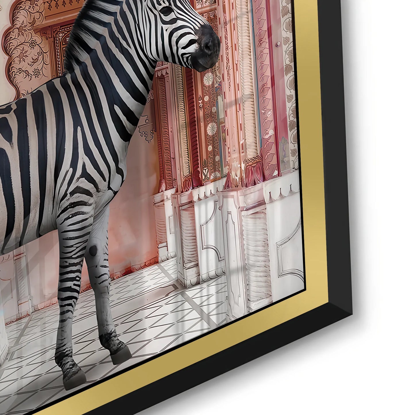 2Close-up side view of thick gold frame on the edge of the Acrylic art print