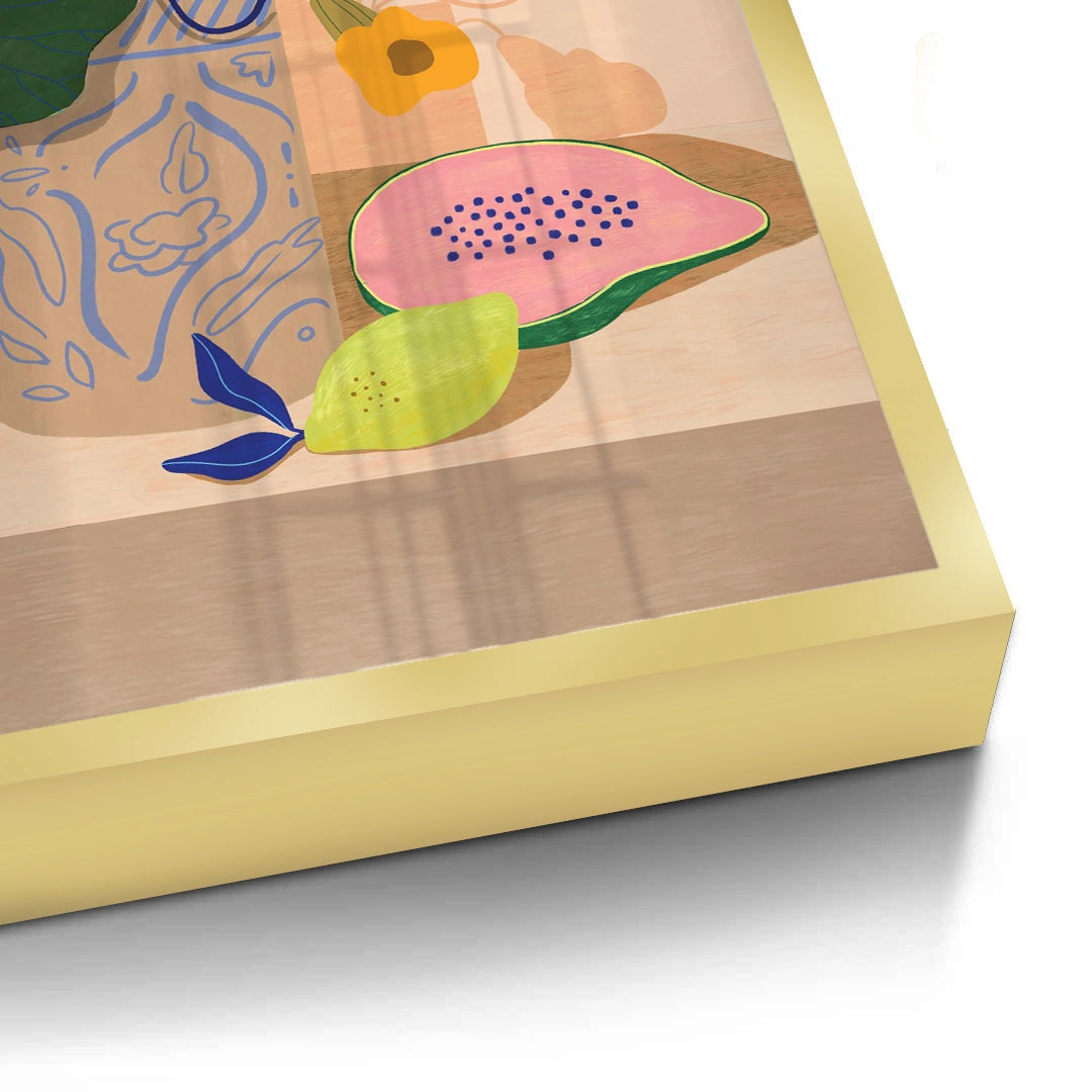 2blue patterned vase - Fine Art