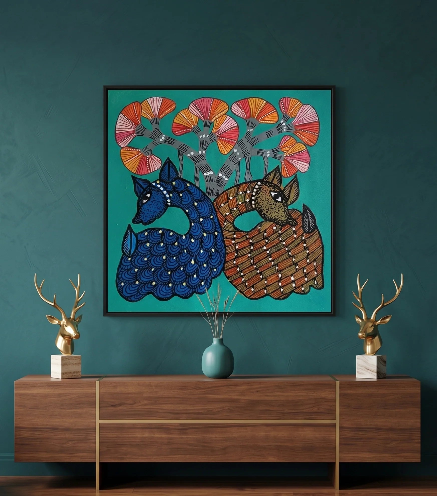 UAE modern Bohemian canvas print, abstract and ethnic-inspired wall art for contemporary interiors.