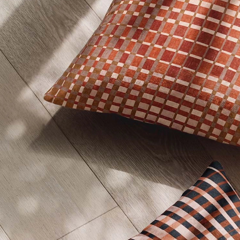 Sahara Grid Linen Cushion – Terracotta, 50x50cm