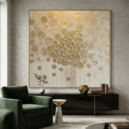 Minimalist 3D metallic floral canvas art in brushed bronze and copper tones, premium sculptural decor available in the UAE.