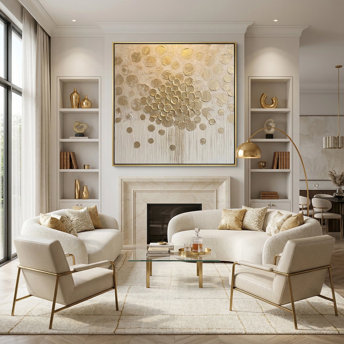2Exquisite 3D metallic floral accent piece in a sleek glass frame, an elegant housewarming gift for high-end UAE homes.
