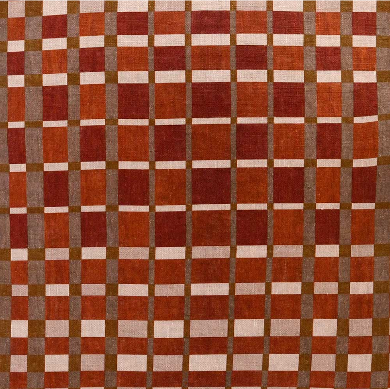 Sahara Grid Linen Cushion – Terracotta, 50x50cm
