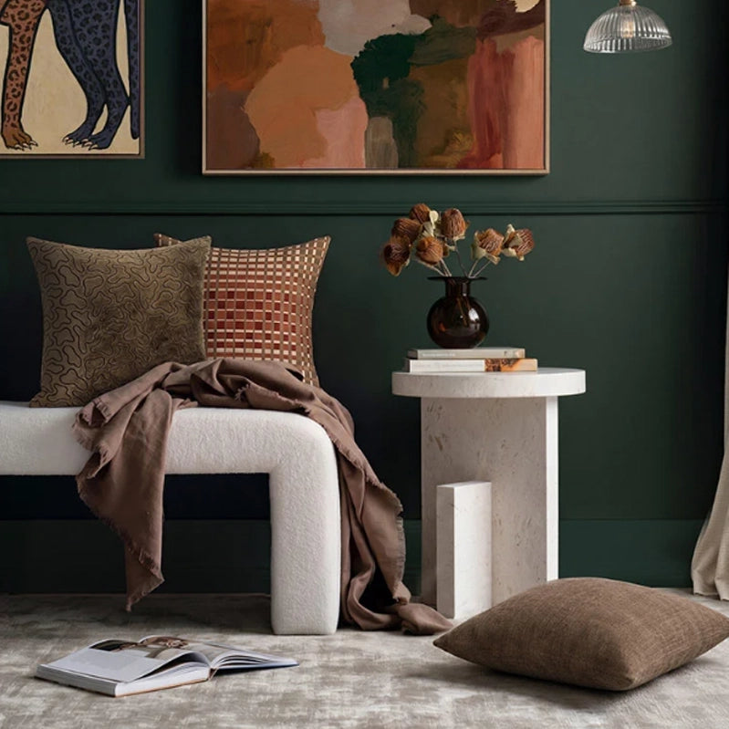 Sahara Grid Linen Cushion – Terracotta, 50x50cm